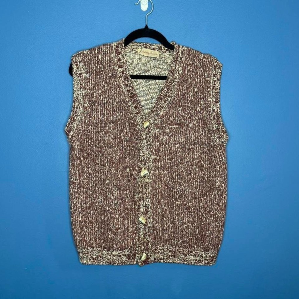 Vintage Cashmere Sweater Vest Women's Size XL Christiano Fissore Knit Brown Soft